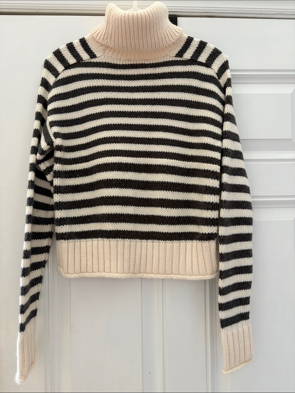 Zara Turtleneck Charcoal and Cream Sweater